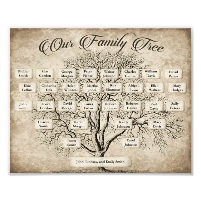 Custom 5 Generation Family Tree Chart Template Photo Print (Front)