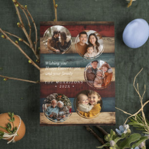 Custom 5 photo collage Easter postcard