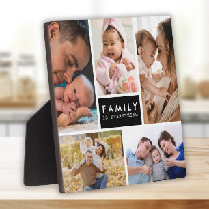 Custom 5 Photo Collage Family Is Everything Quote  Plaque
