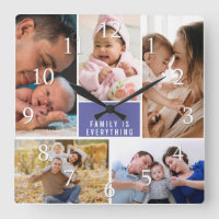 Custom 5 Photo Collage Family Quote Periwinkle  