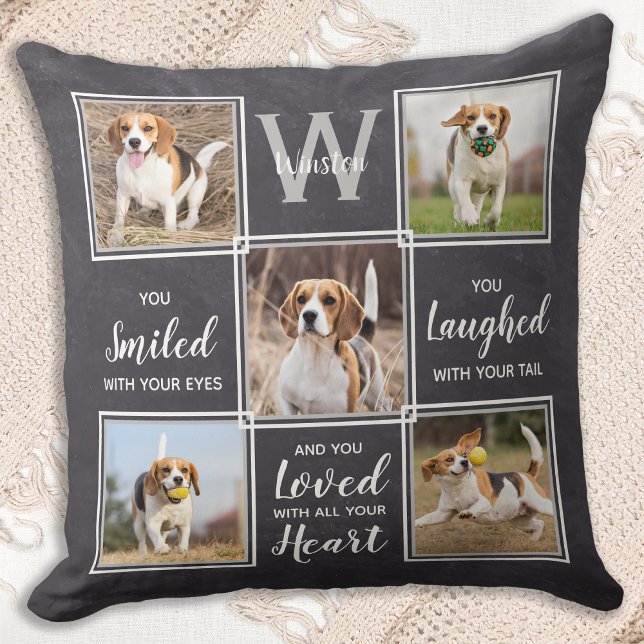 Custom 5 Photo Collage Keepsake Dog Pet Memorial Cushion (Creator Uploaded)