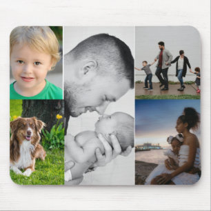 Custom 5 Photo Collage Personalised Mouse Pad