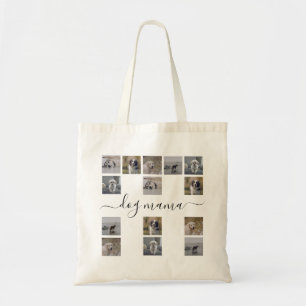 Custom 5 Photo Grid "Dog Mama" Personalized Tote Bag