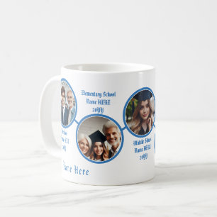 Custom 5 Photos, School & Graduation Timeline Blue Coffee Mug