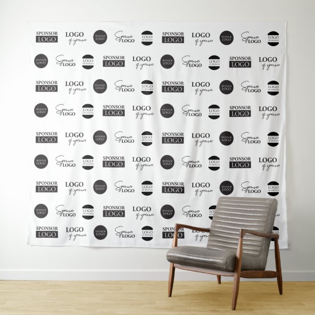 Custom 5 Sponsor Logo Step and Repeat Backdrop Tapestry (In Situ (Horizontal))