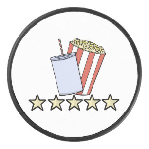 Custom 5 Star Movie Review Popcorn Drink Film Hockey Puck