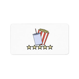 Custom 5 Star Movie Review Popcorn Drink Film Label