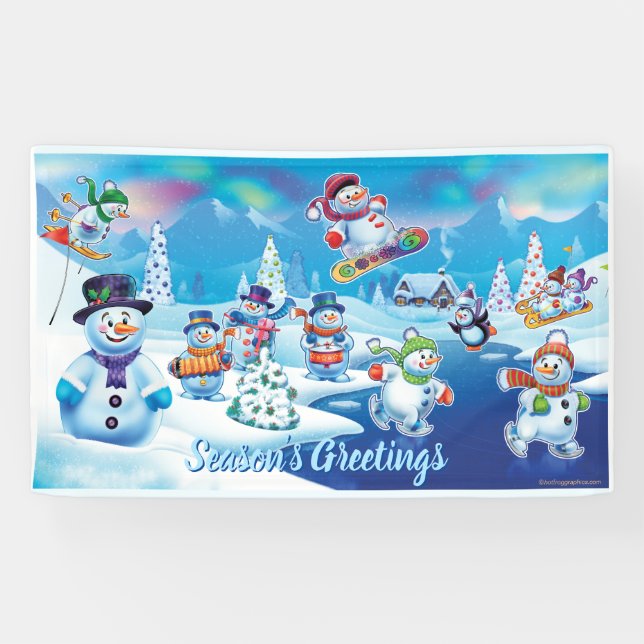 Custom 5' x 3' Christmas vinyl Banner Snow scene (Horizontal)