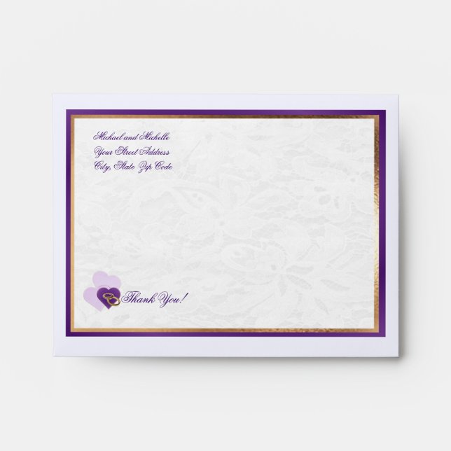 Custom 5 ¾ x 4 3/8 Wedding Thank You Envelope #2 (Front)