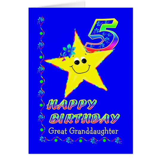 Custom 5th Birthday Stars for Great Granddaughter Card
