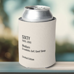 Custom 60th Birthday Funny Museum Label Chic Can Cooler