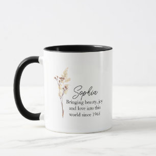 Custom 60th birthday gifts for grandma, wildflower mug