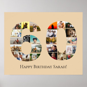 Custom 60th Birthday or Anniversary Photo Montage  Poster