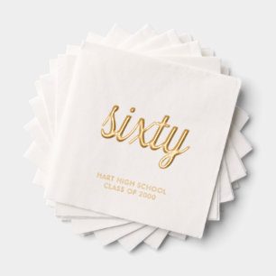 Custom 60th Reunion Modern Gold Foil Napkins