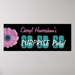 Custom 60th Surprise Birthday Party Pink Daisy Poster
