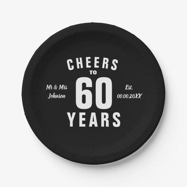 Custom 60th wedding anniversary party paper plate (Front)
