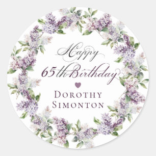 Custom 65th Birthday Purple Lilac Envelope Seal