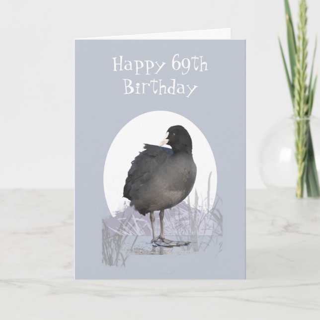 Custom 69th Birthday "Old Coot" Funny Bird Humour Card (Front)