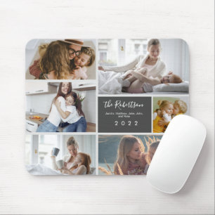 Custom 6 family Photos Typography Mouse Pad