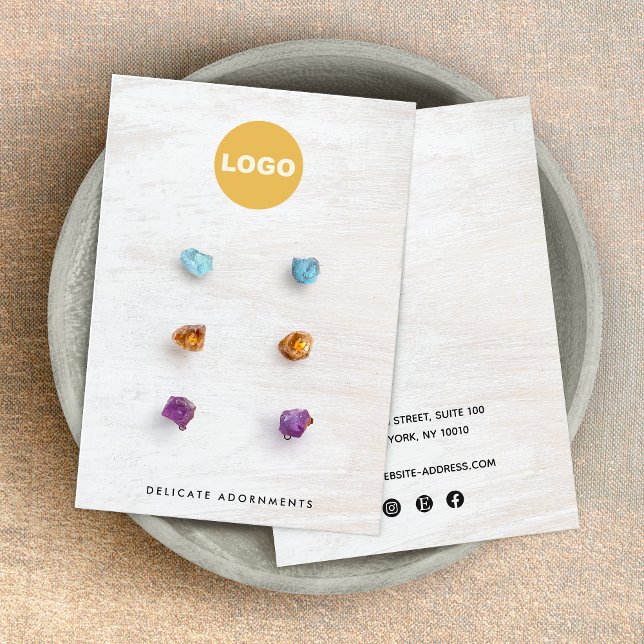 Custom 6 Hole White Wood Earring Display Holder  Business Card (Creator Uploaded)