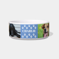 Custom 6 Pet Photo Collage Dog Name blue