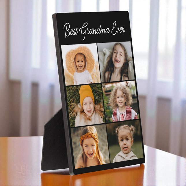 Custom 6 Photo Collage Best Grandma Ever  Plaque (Creator Uploaded)