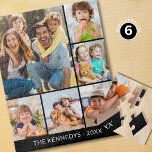 Custom 6 Photo Collage Family Name Minimalist  Jigsaw Puzzle<br><div class="desc">Create a unique family keepsake with our Custom 6 Photo Collage Family Name Minimalist Jigsaw Puzzle. This easy DIY puzzle features a multi photo template for your family pictures, making it a perfect family photo gift or Christmas holiday gift idea. Simple, modern, and personalised - this is the perfect way...</div>