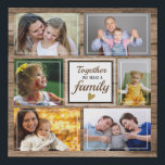 Custom 6 Photo Collage Family Quote Rustic Wood Faux Canvas Print<br><div class="desc">A trendy photo collage canvas art with a beautiful family quote-"Together we make a family". Personalize with 6 of your favorite pictures to make it a special family keepsake.</div>