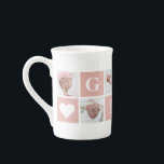 Custom 6 Photo Collage Grandmother Gigi Bone China Mug<br><div class="desc">Beautiful photo gift for your grandma - pink bone china mug. Easily personalise this mug for other family members or friends.</div>