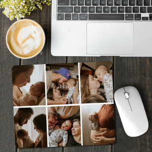 Custom 6 Photo Collage Personalised Family Kids Mouse Pad