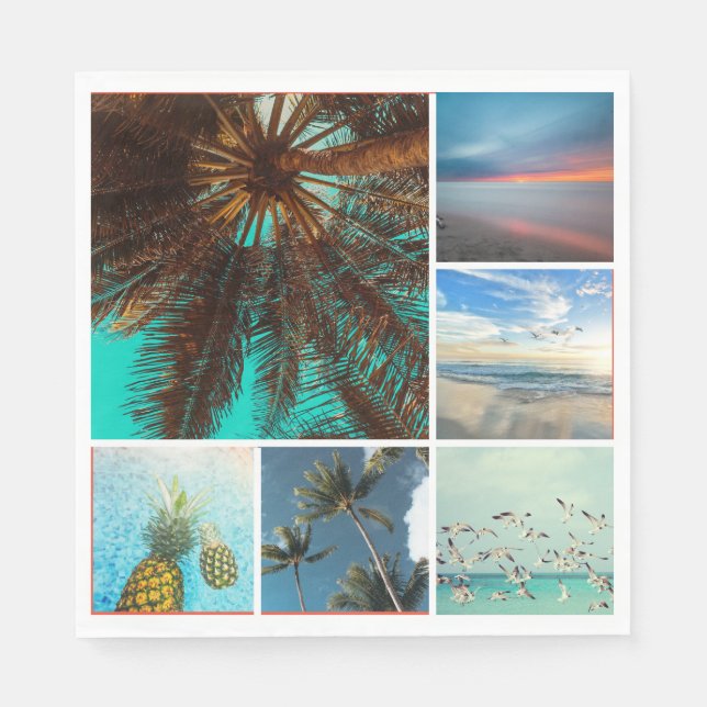 Custom 6 Photo Collage Personalised Paper Napkin (Front)