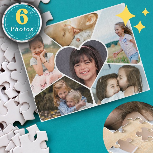 Custom 6 Photo Collage Puzzle - Personalised Gift  (Custom 6 Photo Collage Puzzle - Personalized Minimalist Jigsaw Puzzle for Memorable Gifts & Family)