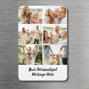Custom 6 Photo Collage Text Message Modern Simple  Magnet