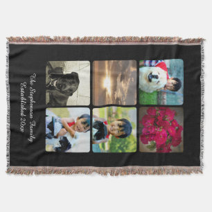 Custom 6 Photo Collage Vertical Mosaic Picture Throw Blanket