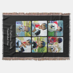 Custom 6 Photo Collage Vertical Mosaic Picture Throw Blanket