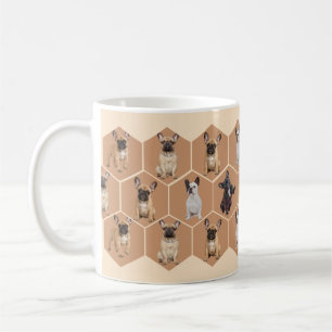 Custom 6 Photos French Bulldog Honeycomb Pattern  Coffee Mug