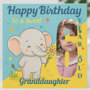 Custom 6th Birthday Elephant Sweet Your Photo Card