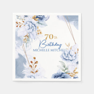 Custom 70th Birthday Blue Gold                   Napkin