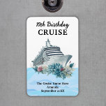 Custom 70th Birthday Cruise Cabin Door Magnet<br><div class="desc">Small custom 70th birthday magnet with a cruise ship design and a watercolor sea illustration. Ideal to hang on the cabin door and as a keepsake of your trip for the fridge back home.</div>