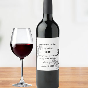 Custom 70th birthday funny quote  wine label