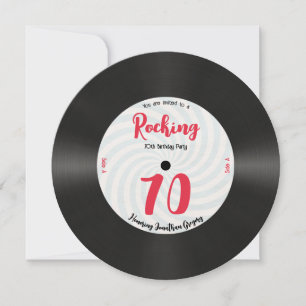 Custom 70th Birthday Retro Music Record Rocking Invitation