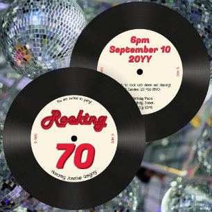 Custom 70th Birthday Retro Music Record Rocking Invitation
