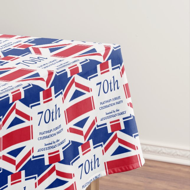 Custom 70th Platinum Jubilee Union Jack Tablecloth (In Situ)