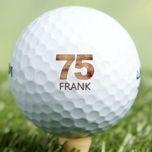 Custom 75th Birthday Golfer Gift for Him Wood Golf Balls