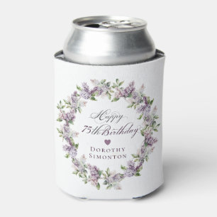 Custom 75th Birthday Purple Lilac Spring Flower Can Cooler