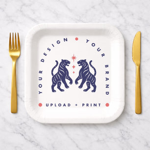 Custom 7" Paper Plate Your Design Square Plates