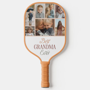 Custom 7 Photo Collage Best Grandma Ever Pickleball Paddle