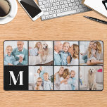 Custom 7 Pictures Personalised Modern Monogram Desk Mat<br><div class="desc">This desk mat features a customisable photo collage perfect for showcasing your favourite picture of family, pets, friends or grandparents. The modern and cute design is ideal for dog lovers, family, and friends, or anyone looking for a fun desk accessory. It's a great addition to any office space and can...</div>