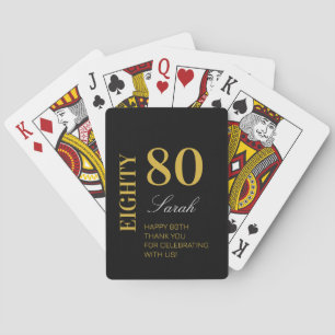 Custom 80th Birthday Modern Chic Black Gold Party  Playing Cards