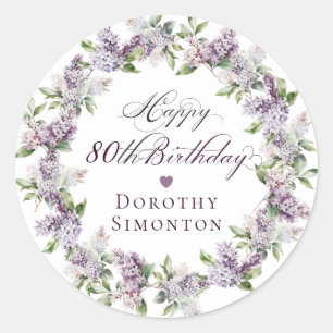 Custom 80th Birthday Purple Lilac Envelope Seal